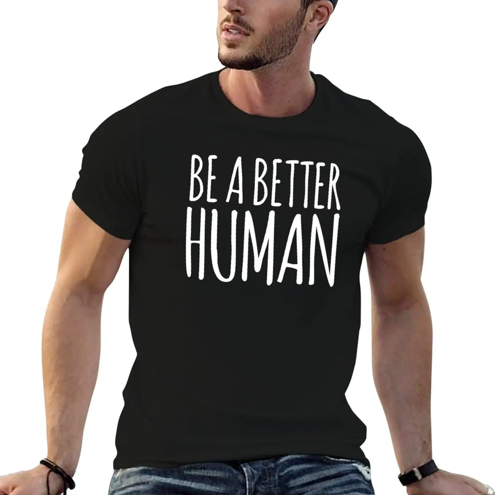 Фото Футболка Be a better human 2020, дизайнерская мужская футболка, мягкая хлопковая футболка для мужчин, 100% хлопок, люксовый бренд №1