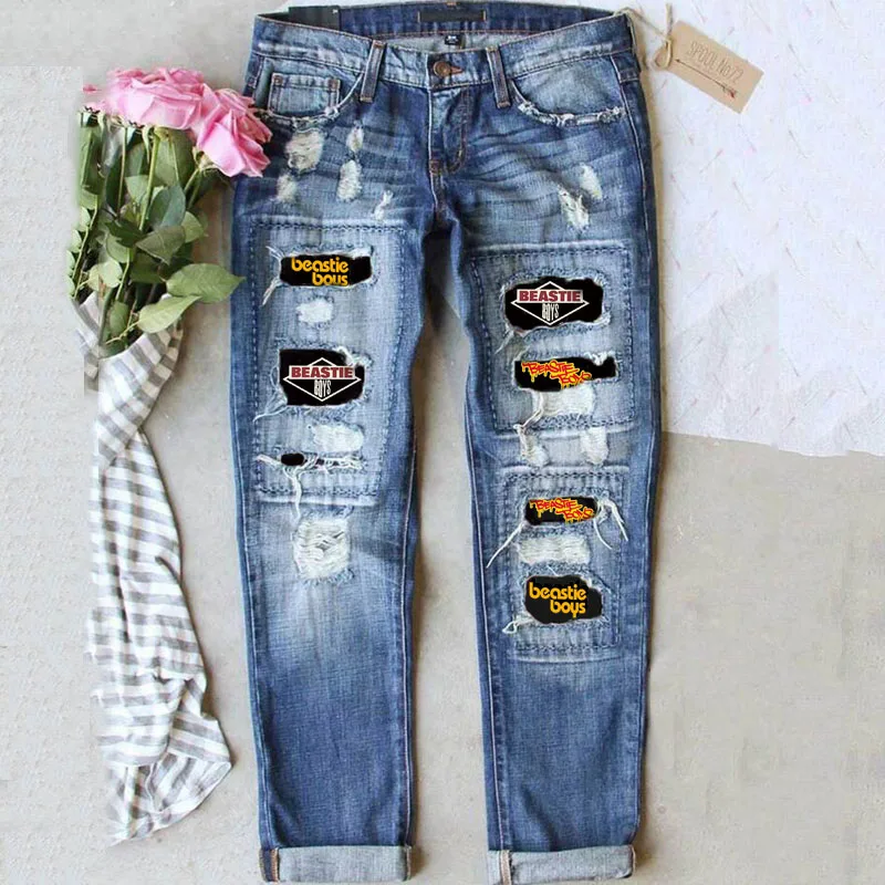 

Beastie Boys Retro ripped simple unisex jeans