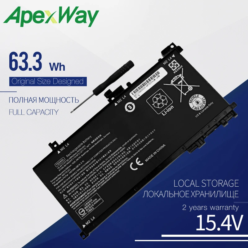 

Аккумулятор Apexway TE04XL для ноутбука HP OMEN 15-AX200 15- AX218TX 15-AX210TX 15-AX235NF 15-AX202N 15-BC200 HSTNN-DB7T 905277-855
