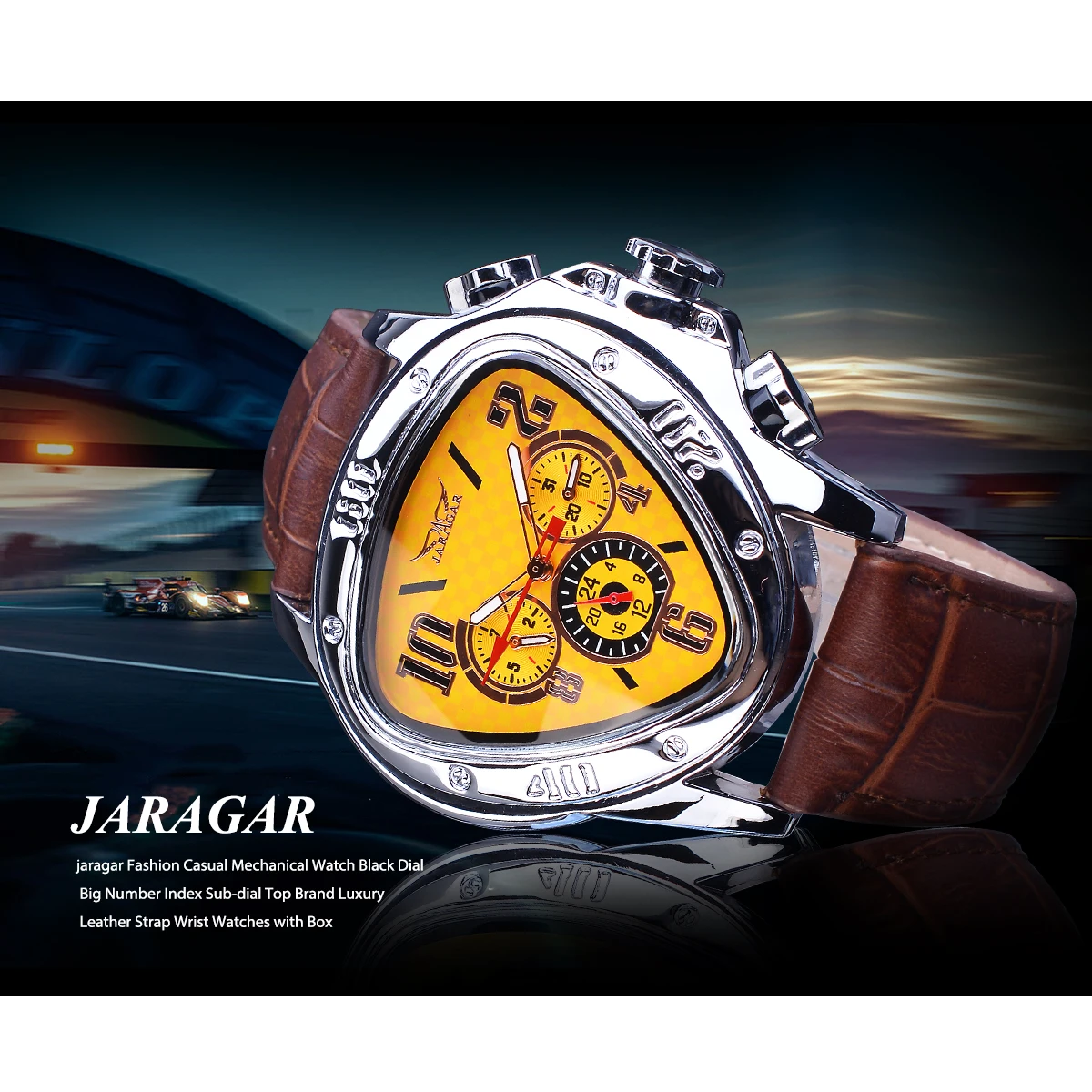 Фото Мужские часы JARAGAR 951 Luxury Automatic Mechanical Business Watch Racing Design Geometric Triangle Casual Fashion Reloj Hombre №5