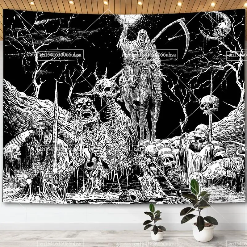 

Готический гобелен ФFO черный белый череп луна 1 шт