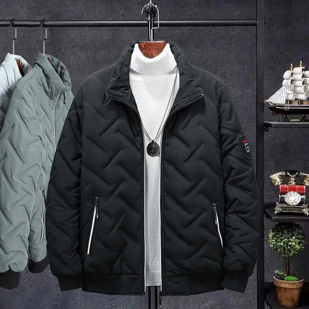Men Windbreaker Long Sleeves Plus Size Zipper Windproof Pockets Jacket   Men Coat  for Daily Wear