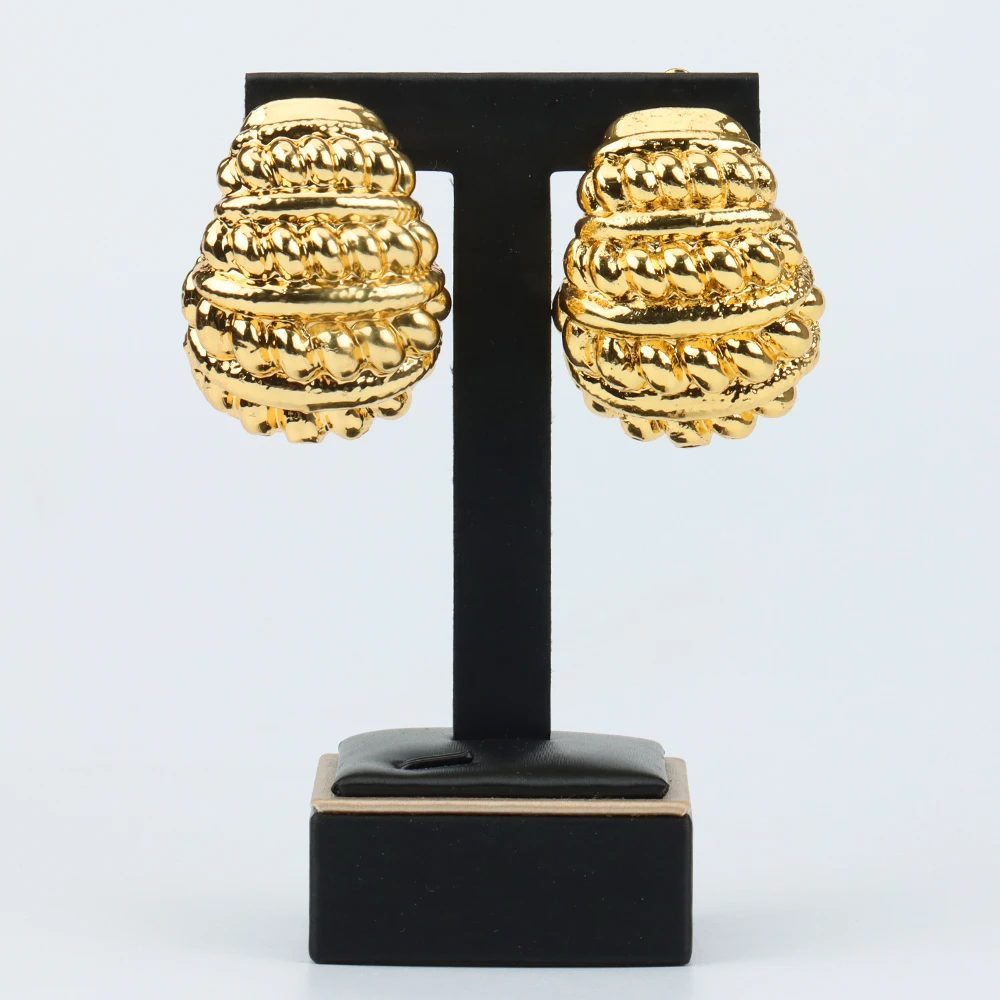 

Big Gold Plated Earrings Jewelry for Trendy Women African Dubai Style Round Dangler Earrings Classic Lady Accesories for Party