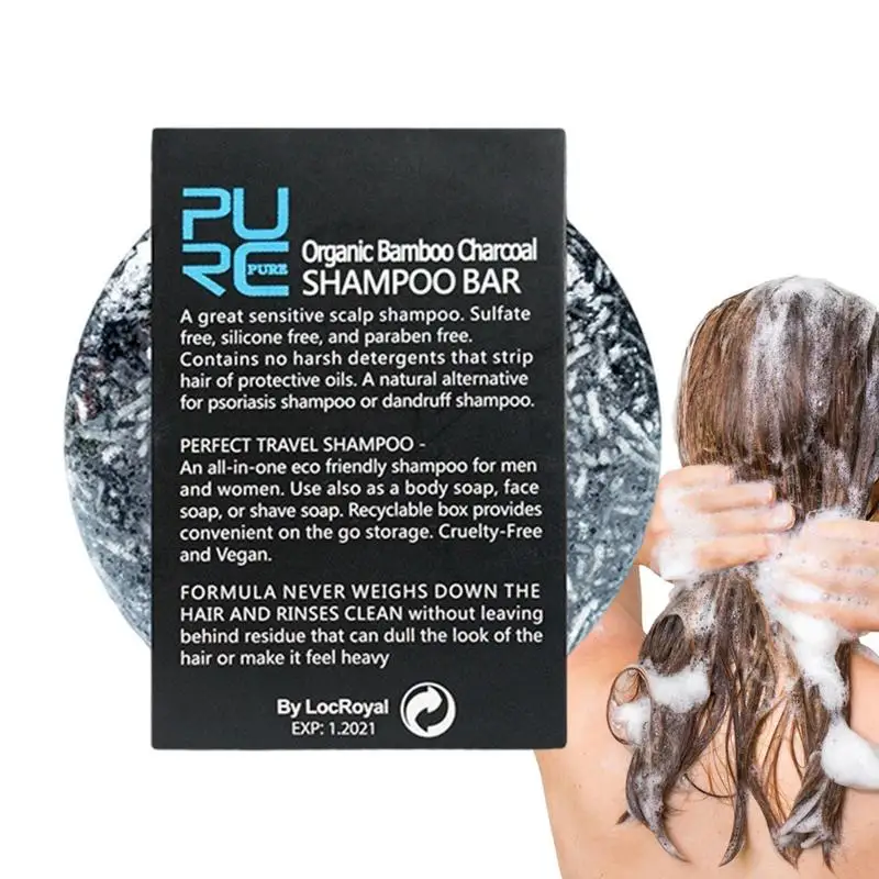 

Shampoo Bar Natural Bamboo Charcoal Bar Soap Handmade Soap Solid Shampoo For Curly Hair & Damaged Dry Hair Cleanse Grease