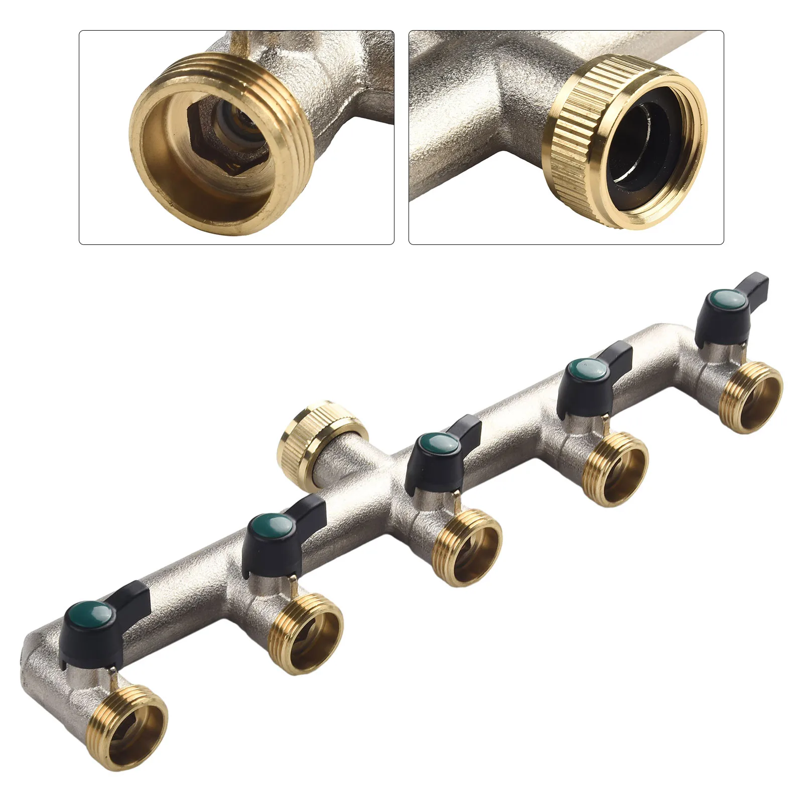 

5-Way Brass Water Tap Distributor 3/4 Inch Water Distributor For High Water Pressure Hot Cold Water Connections Garden Hoses