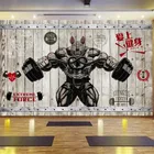 Для творческих личностей Фитнес Бодибилдинг мультфильм животное доски фон для спортивного зала стены Бумага 3D Фитнес клуб декора настенной Бумага 3D