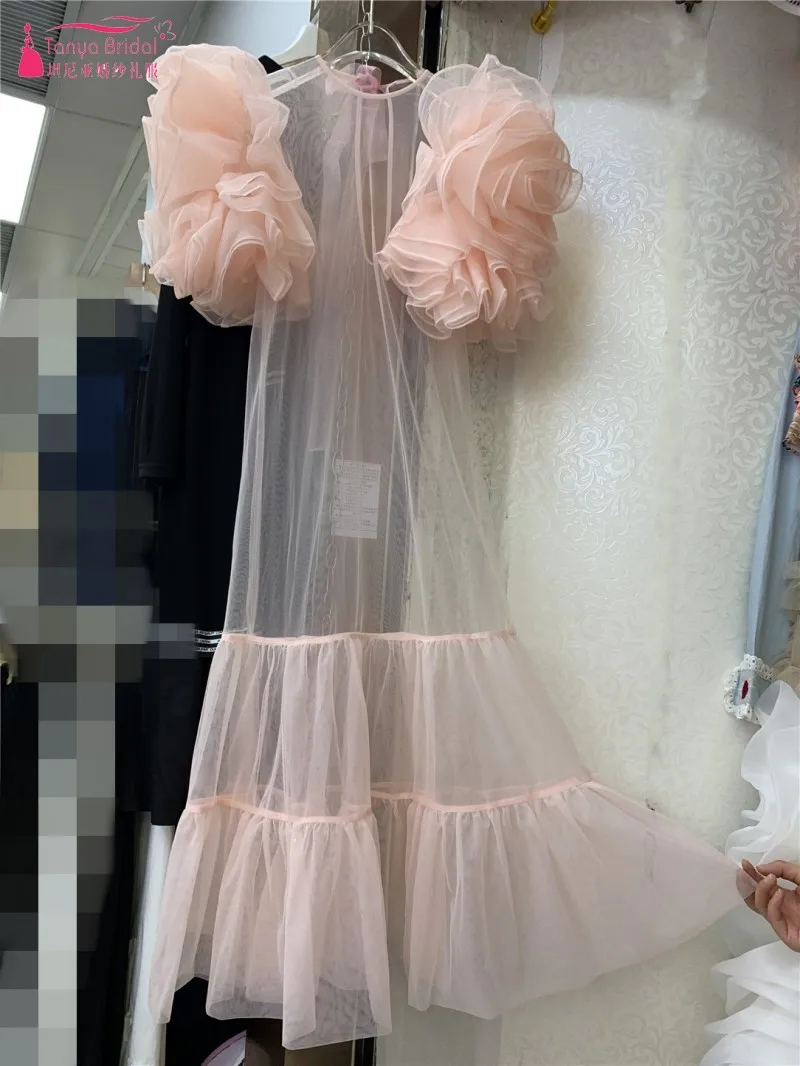 

Модная свадебная накидка из органзы с оборками, длинное фатиновое Элегантное свадебное длинное пальто с оборками, прозрачный халат, шикарный наряд