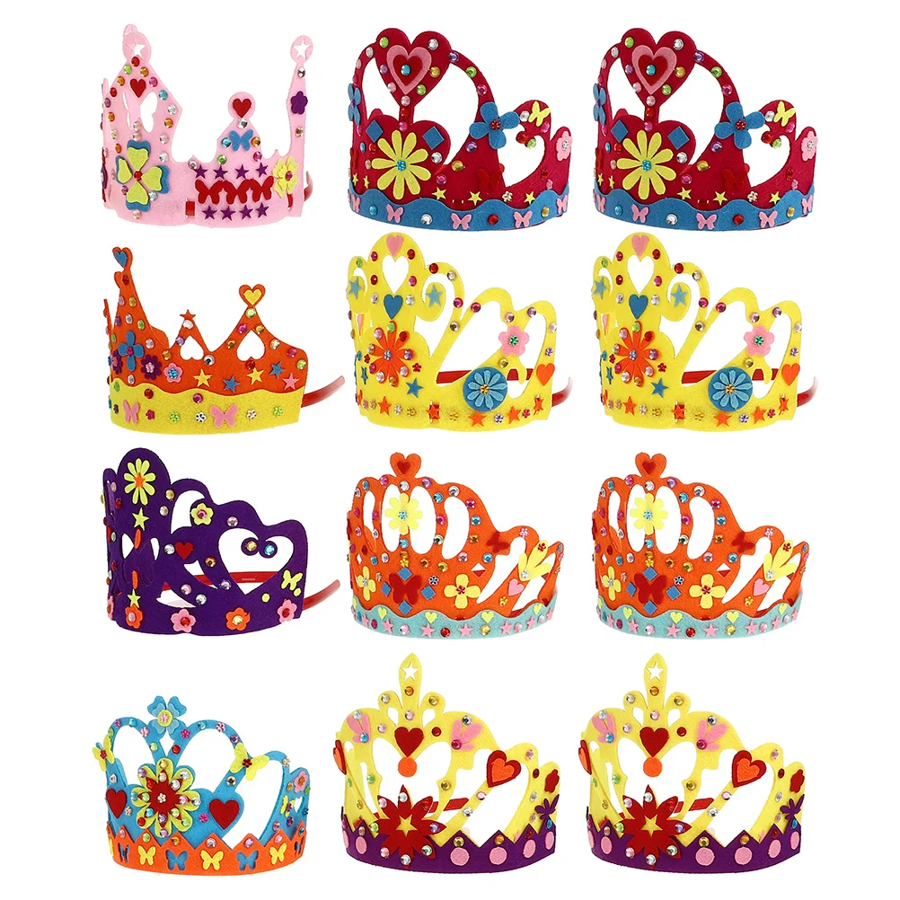 

12pcs Adorable Kids Birthday Crown Hats Performance Crowns Party Props Girls