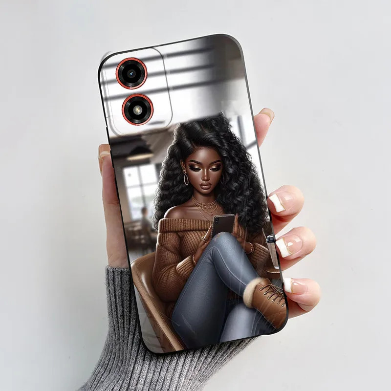 Для Motorola Moto G04 G04s Новый 2024 дизайн с рисунком сердца черный мягкий силиконовый