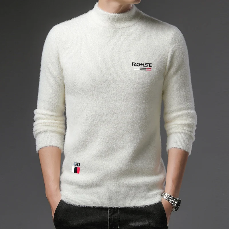 

2022 Winter New Mink Velvet Sweater Men's Fashion High Collar Pullovers Thickening Luxury Brand Casual Men Bottoming Sweaters