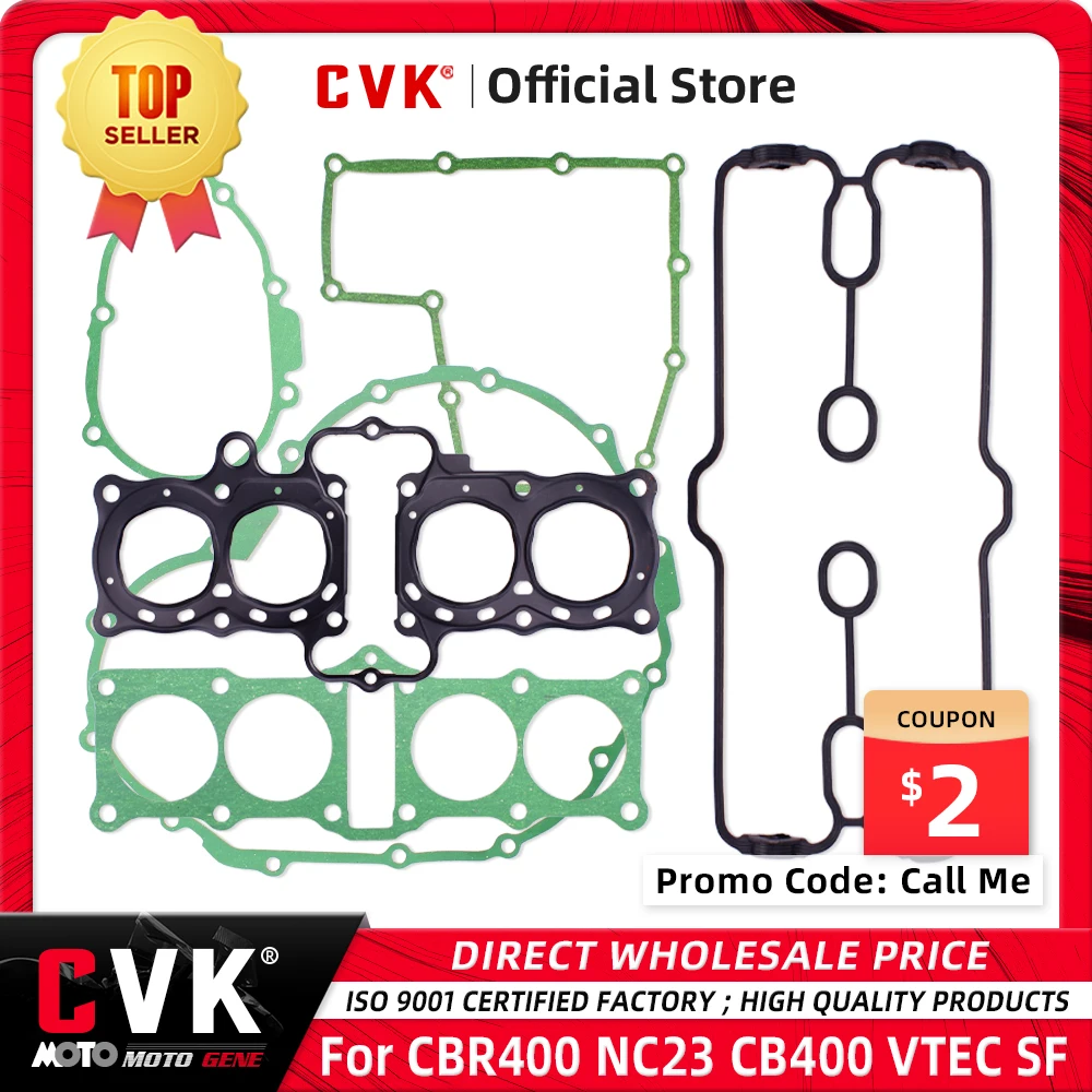 CVK мотоциклетная цилиндрическая головка, коленчатый статор, крышка, Комплект прокладок, части клапана двигателя для Honda CBR400 NC23 CB400 SF CB-1 VTEC