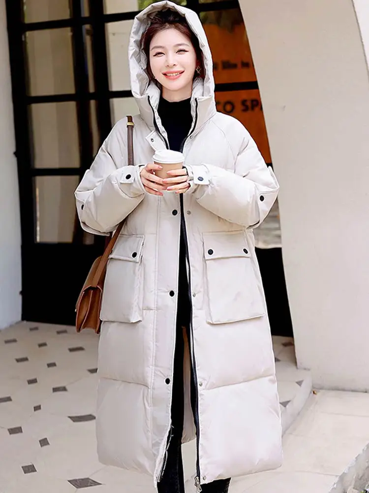 Vielleicht Long Jacket Woman Parkas Fall Winter 2022 Thicken Warm Hooded Coat Oversized Korean Fashion Loose Puffer Outerwear
