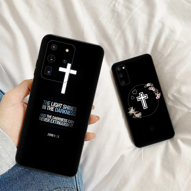 Чехол для телефона Samsung S24 Ultra S23 FE S22 S21 S20 S10 Кристиан Иисус девушка ангел галактика