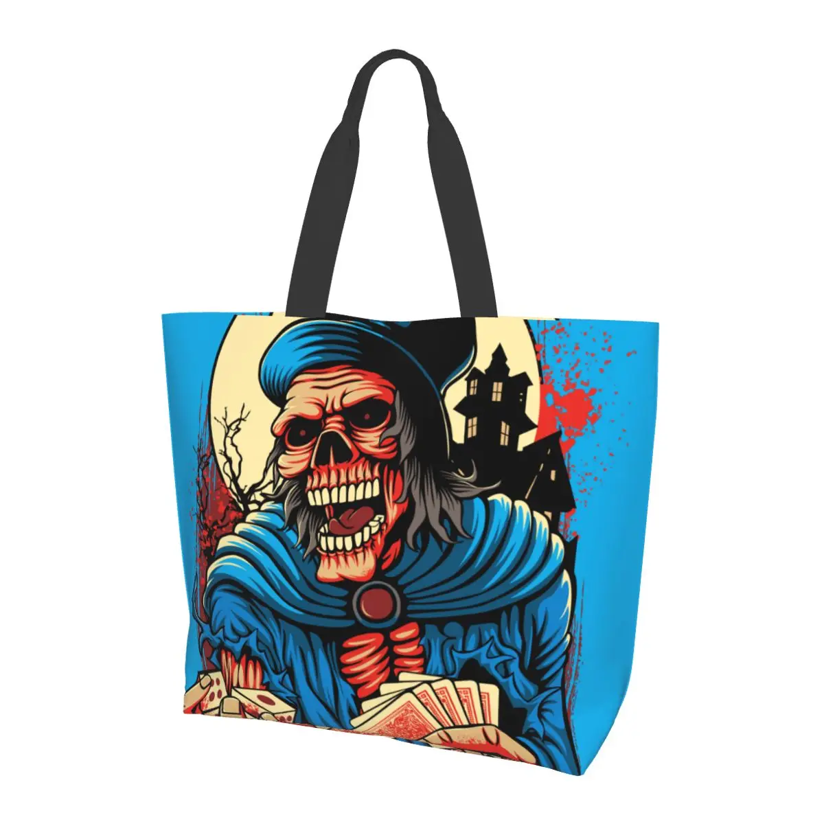 

Women Shoulder Bag Ladies Shopping Bags Fabric Grocery Handbags Tote Books Bag For Girls Skull