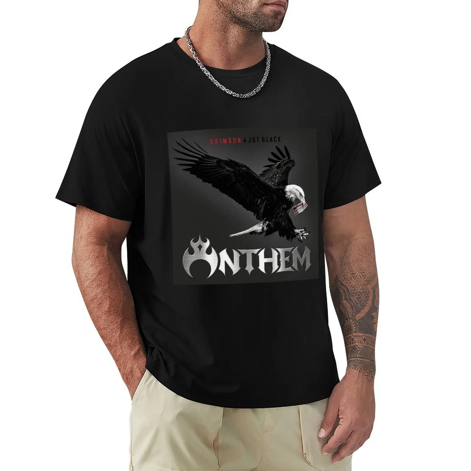 Футболка Anthem Crimson & Jet Black одежда в стиле аниме мешковатые рубашки простая