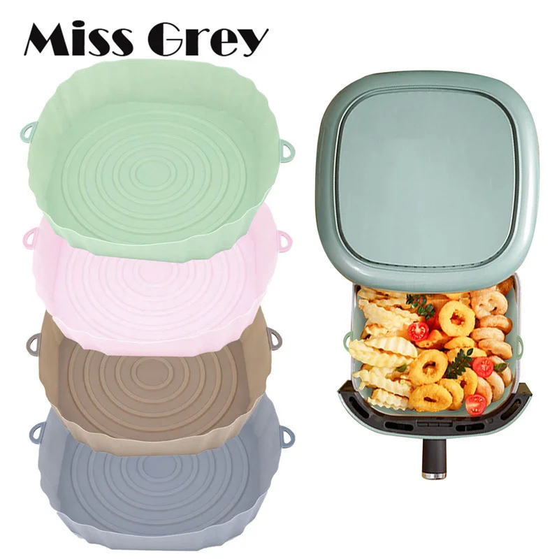 

Silicone Air Fryers Oven Baking Tray Reusable Round Non Stick Pan Dish Kitchenware Kitchen Gadgets Accessories Fryer Tools Mat
