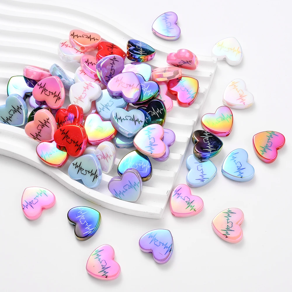 10 шт. акриловые бусины в форме сердца 18 х21 мм