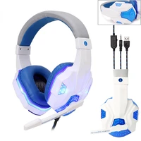 professional led light gamer headset for computer ps4 gaming headphones adjustable bass stereo pc wired headset with mic usb
