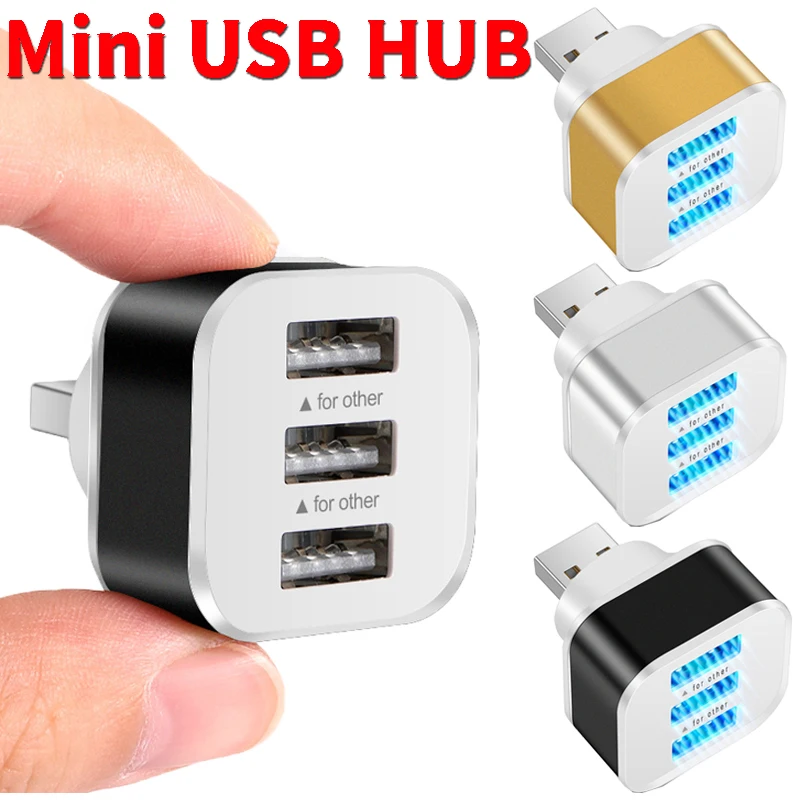 

USB2.0 HUB Quick Charge 3 Ports USB Splitter USB 2.0 Expander Mobile Phone Tablet Laptop PC Chargers Adapter with LED Indicator