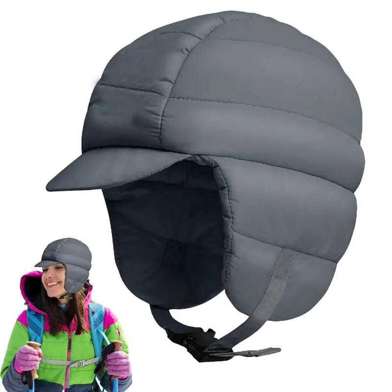 

Пуховые шапки для мужчин, теплые лыжные пуховые шапки с ушами, сверхлегкие водонепроницаемые ветрозащитные пуховые флисовые теплые шапки-б...