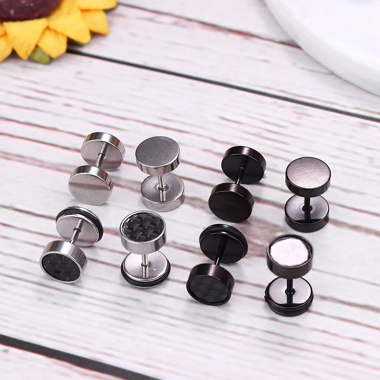 Набор серег из нержавеющей стали с кубическим цирконием комплект 16 пар