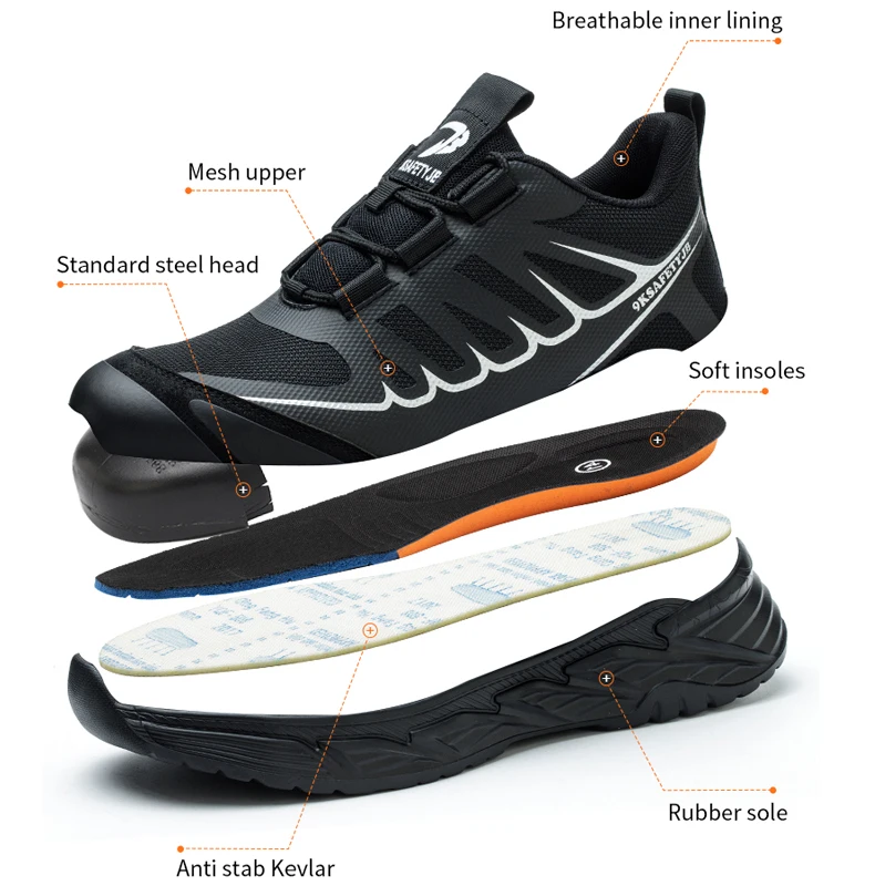 Мужские кроссовки со стальным носком защитная Рабочая обувь неразрушаемые