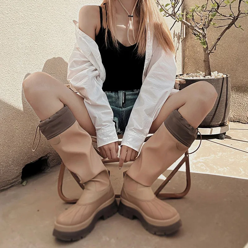 Wild Bird Association Outdoor Long Barrel Rainboots Women's Foldable Long Boots Anti slip Waterproof Rainshoes