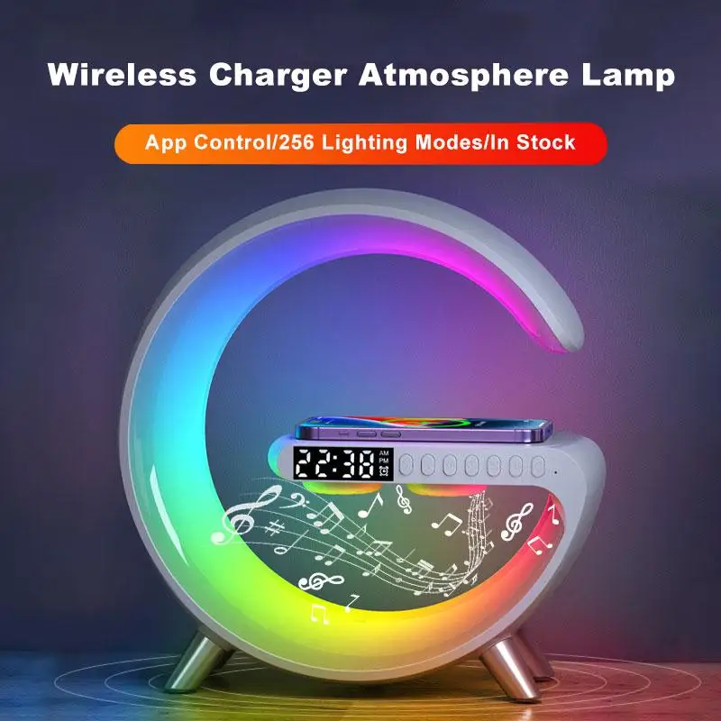 

2023 New Intelligent LED Lamp Bluetooth Speake Wireless Charger Atmosphere Lamp App Control For Bedroom Home Decor