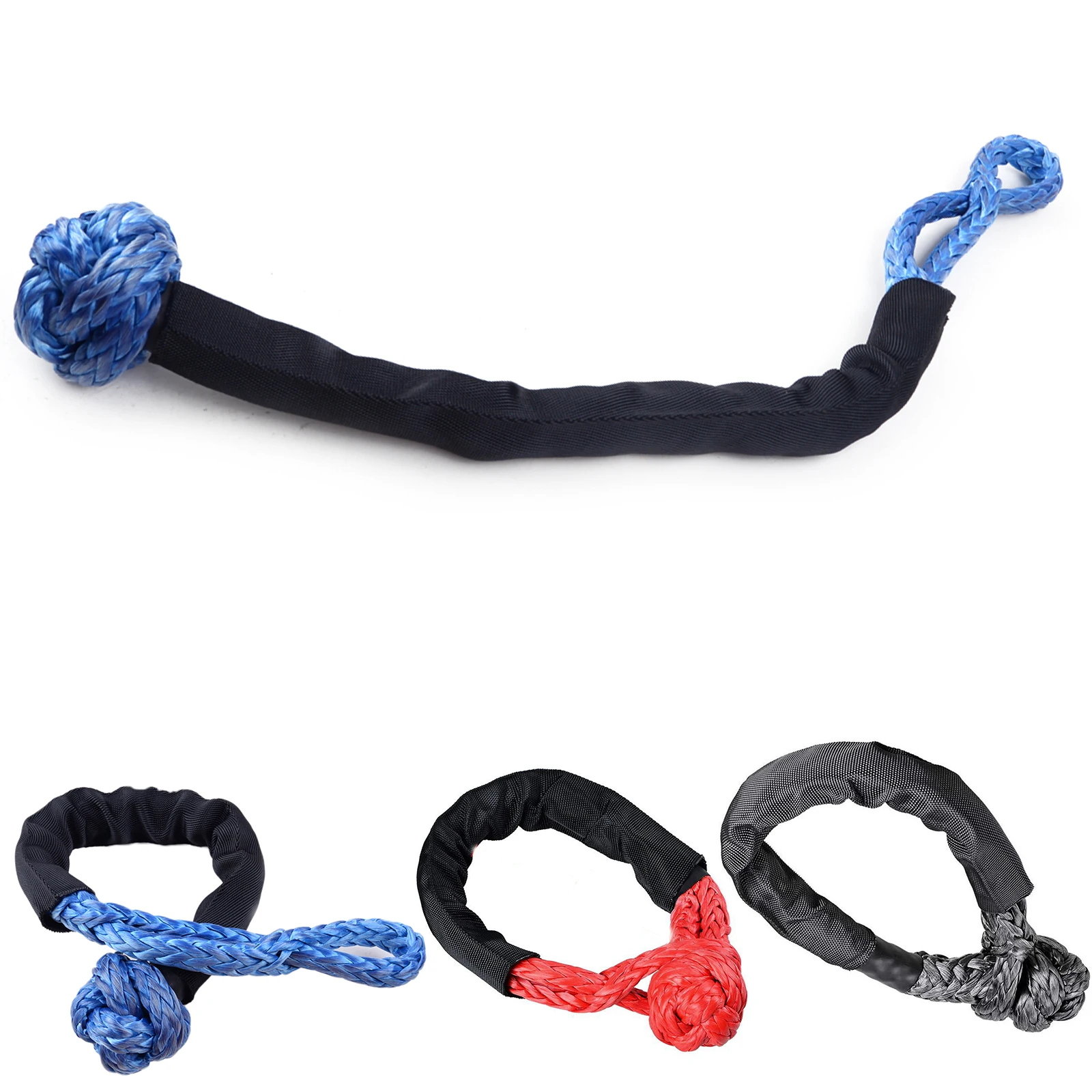 

35000 Lbs Synthetic Soft Shackle For Car Flexible ATV Winch Rope Towing Recovery Straps 16T Blue Nylon Cable Car Accesasories