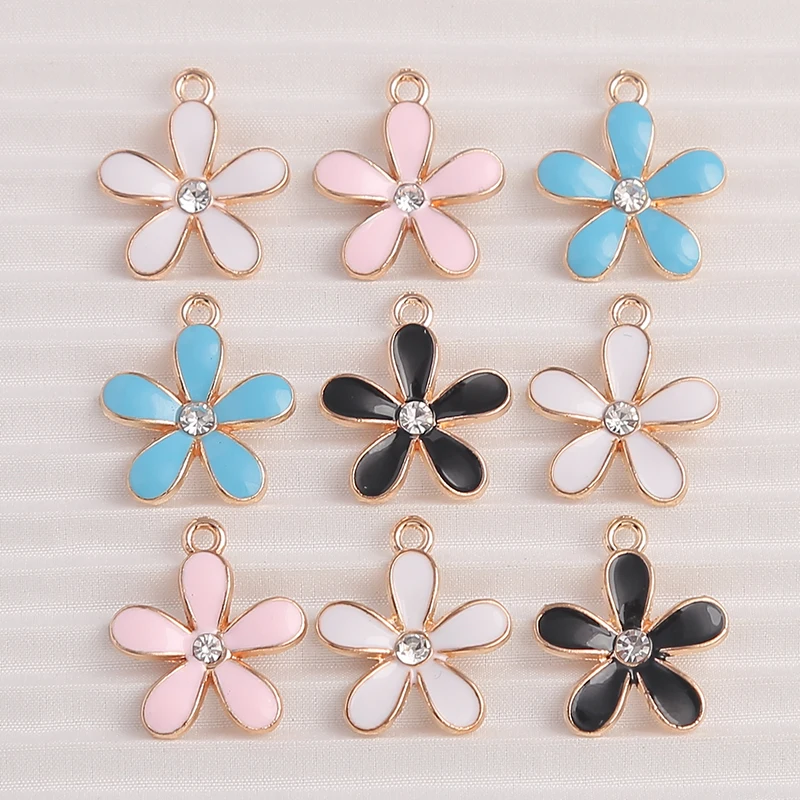 

10pcs 13x16mm Lovely Enamel Plant Flower Charms for Jewelry Making Drop Earrings Pendants Necklaces DIY Bracelet Crafts Supplies
