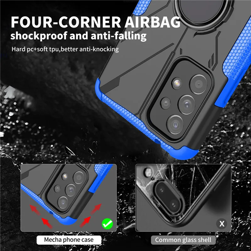 Shockproof Cover For Samsung Galaxy A53 5G Case Samsung A53 Cover 6.5 inch Armor PC Protective Ring Stand Bumper For Samsung A53