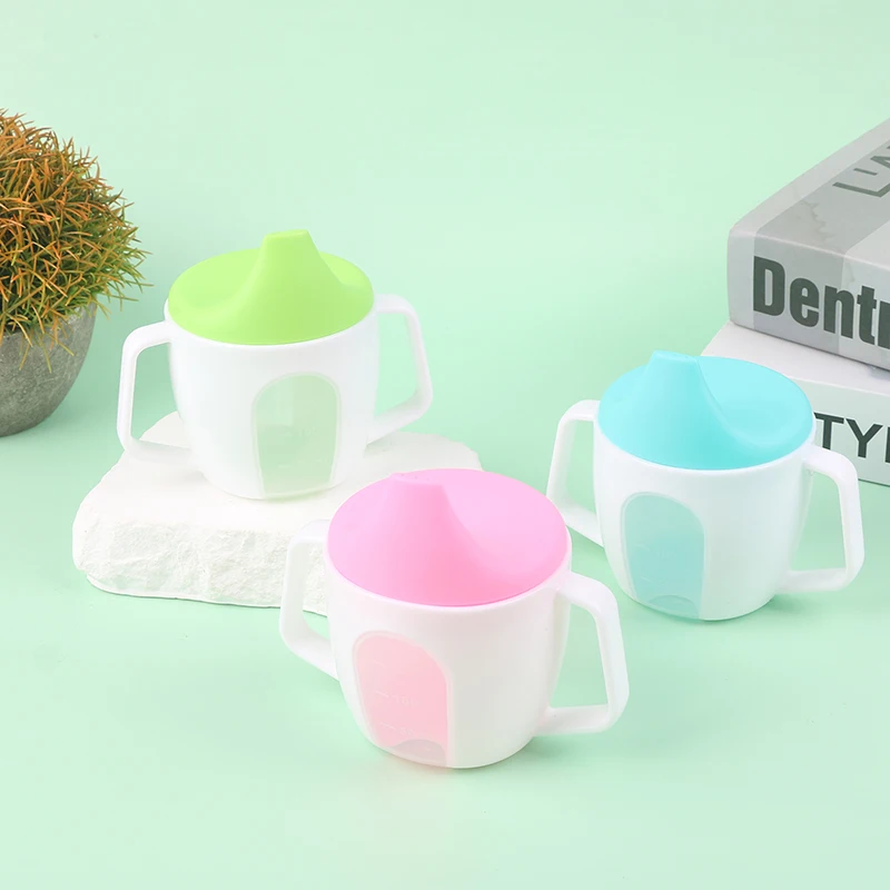 

Baby Water Cup Three Color Simple Duck Beak Cup Polliat Cup With Handle Scale Baby Water Cup