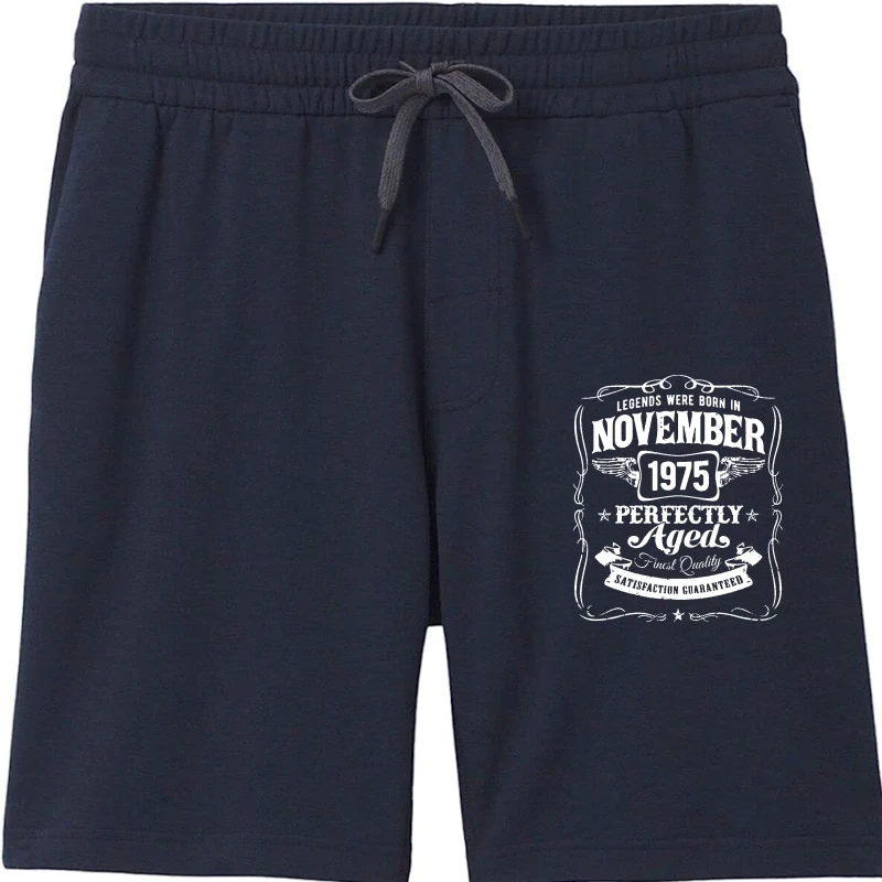 

Born In November 1975 43rd Birthday Shorts Vintage New Style Over Pure cotton printing Knitted printing Summer Solid Color men S