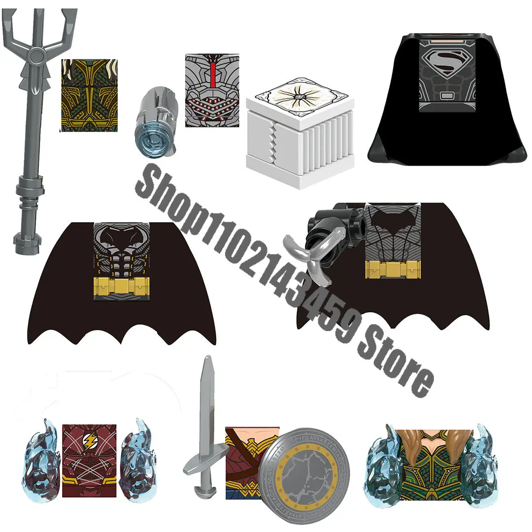 

XH blocks X0312 Superman Batman Aquaman Mera The Flash Cyborg mini action toy figures building blocks Assembly Toys kids gifts