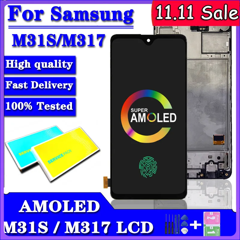 

ЖК-дисплей Super AMOLED для Samsung Galaxy M31S M317, сенсорный экран с дигитайзером в сборе, детали для Samsung M317F, экран дисплея