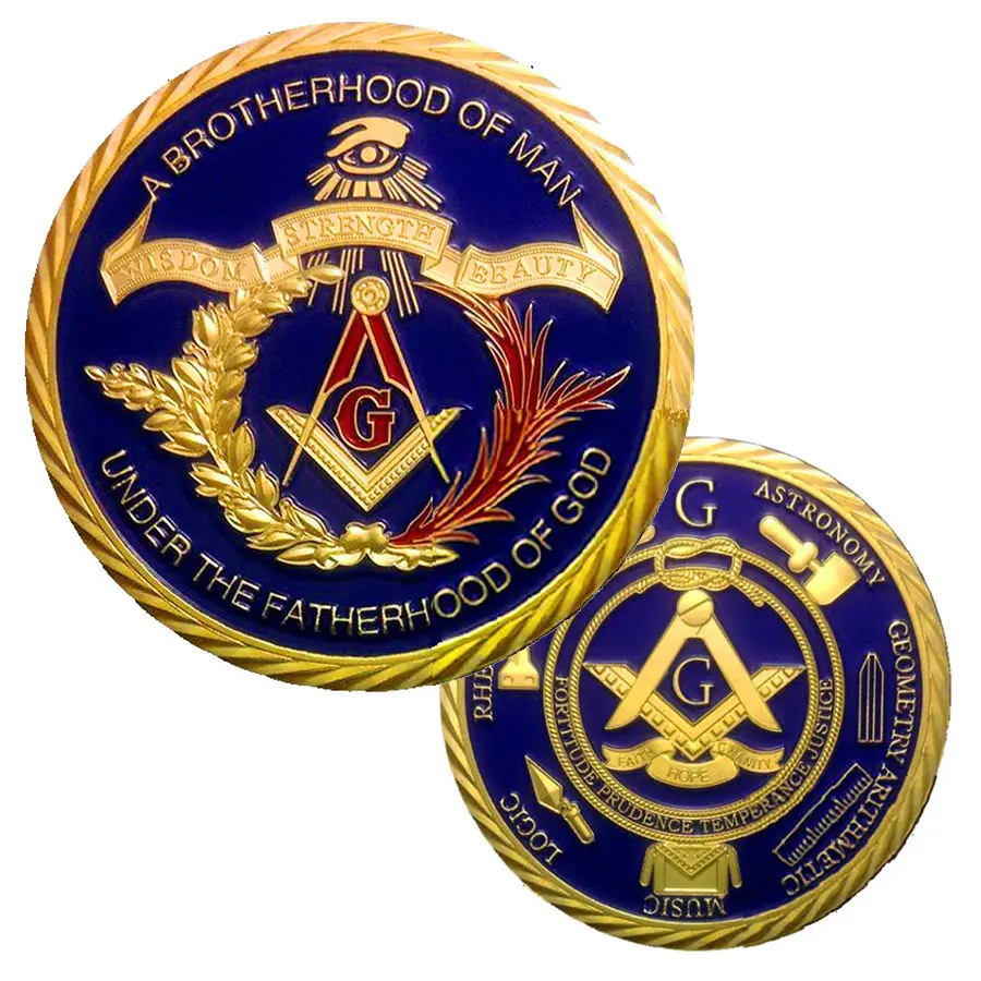 

24k Gold Plated Masonic Coins Master Mason Freemasonry Brotherhood Challenge Coin