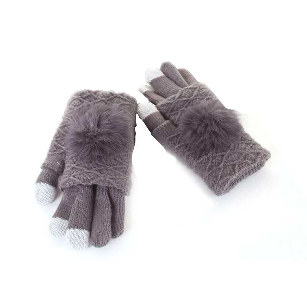 

1 пара зимние перчатки Нескользящие варежки на весь палец шерстяные варежки из акрилового волокна очень теплые перчатки для сенсорного экрана для улицы