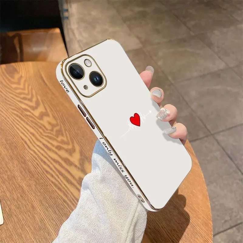 Heartbeat Luxury Plating Phone Case For iPhone 14 13 12 11 Plus Pro Max Mini X XR XS SE2020 8 7 6 6S Plus Cover