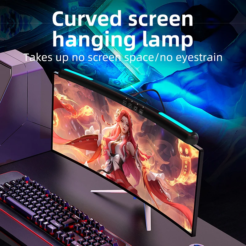 

RGB Atmosphere Light Bar Monitor for PC Gaming Lighting Stepless Dimming Led Table Lamp Curved Screen Hanging Monitor Light Bar