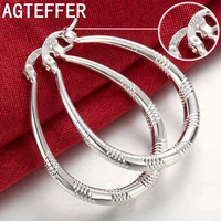 agteffer 925 sterling silver 39mm u circle screw thread hoop earrings women party gift fashion wedding engagement charm jewelry