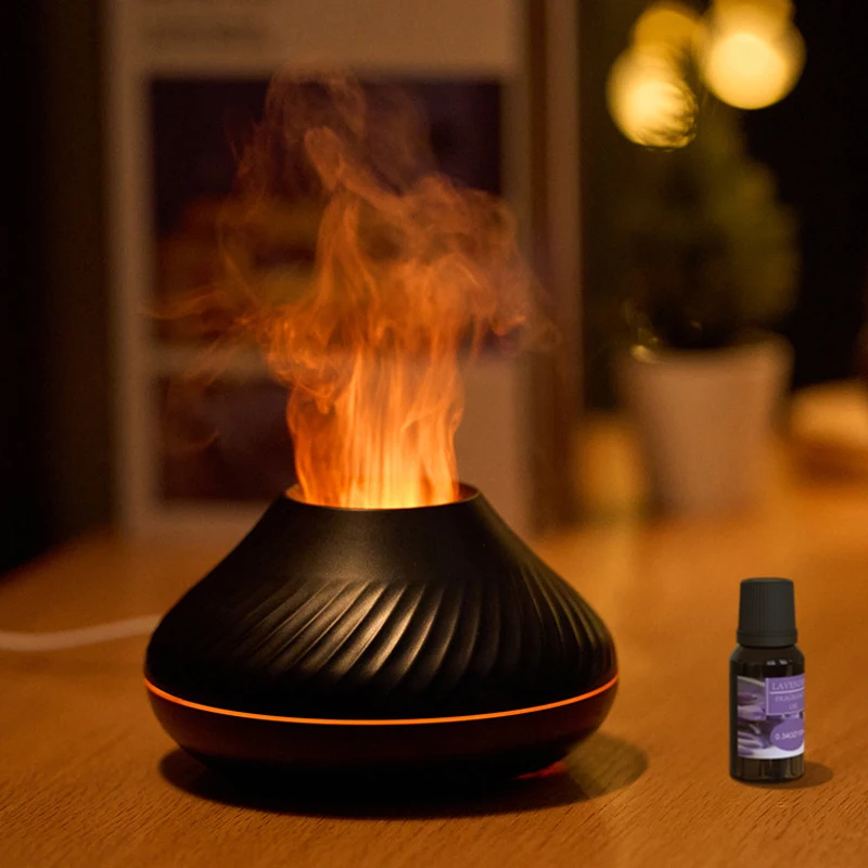 

130ML Mini Flame Aroma Diffuser USB Air Humidifier Bedroom Aromatherapy Machine Colorful Night Light Mute Mist Maker Large Fog
