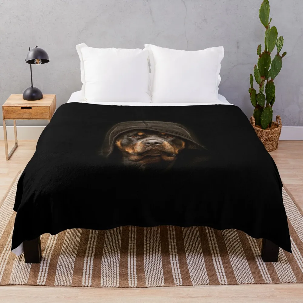 

Rottweiler 'The Boss' Dog Throw Blanket knitted cute blanket plaid beautiful blankets