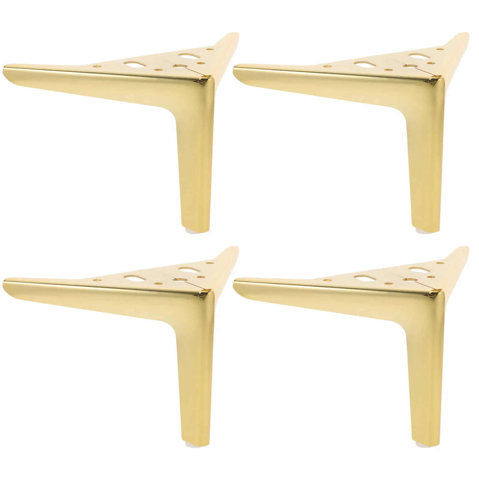 

4 Pcs Furniture Heightening Pads Vanity Table Metal Legs Couch Feet Triangle for Coffee Cold Rolled Steel Short Gold