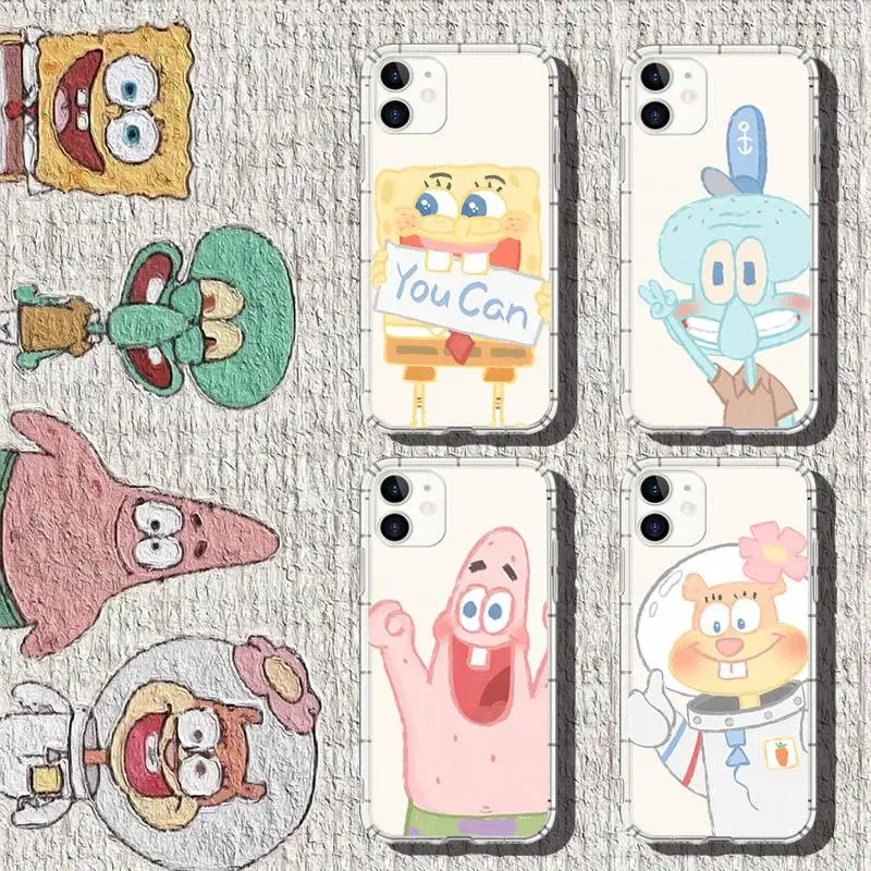 Купи Spongebob Kawaii Brand New Tpu Phone Case Suitable for Iphone 12 Case Iphone 11Pro/xsmax Lovers Cartoon Cute Transparent Shell за 1,527 рублей в магазине AliExpress