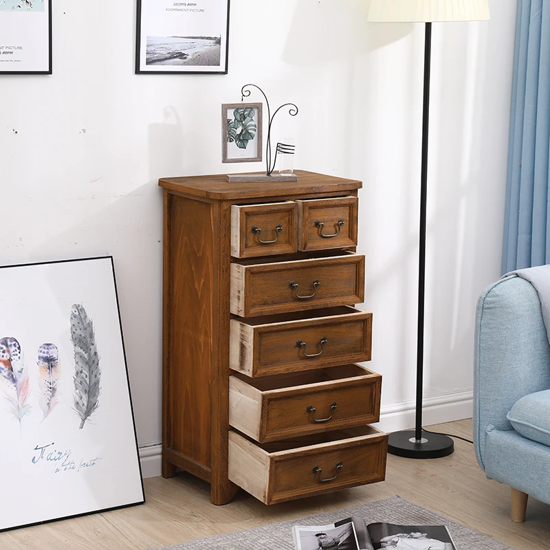 

American Retro Solid Wood Storage Cabinet Multi-storey Chest of Drawers for Bedroom Living Room Cabinets Drawer Type Cabinet