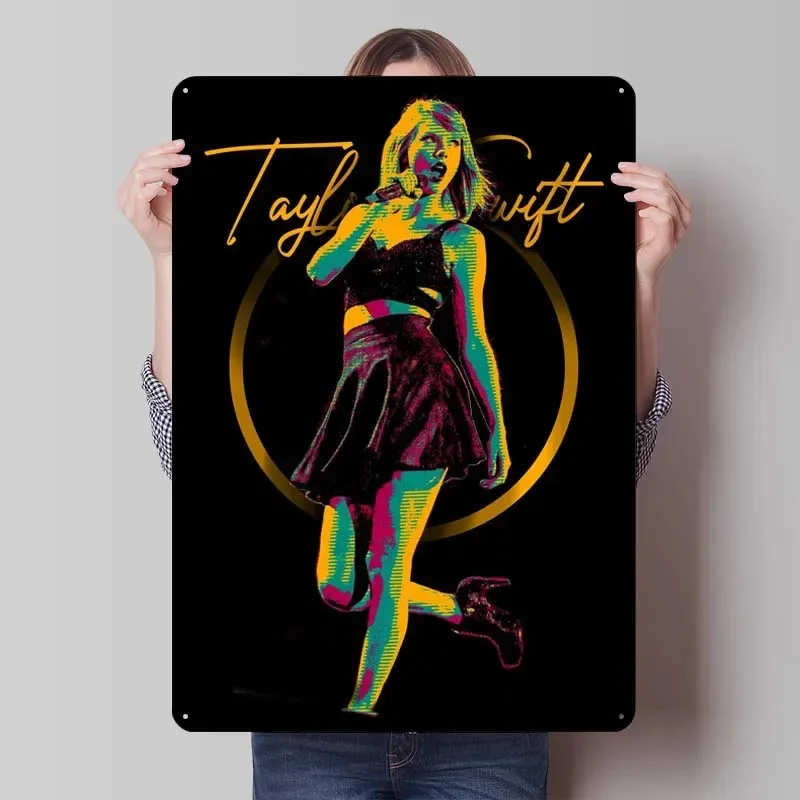 Фото Металлические вывески T-Taylor Swift, плакаты с рок-музыкой, художественные фрески, ретро жестяная вывеска для настенного художественного украшения, винтажные предметы домашнего декора №2