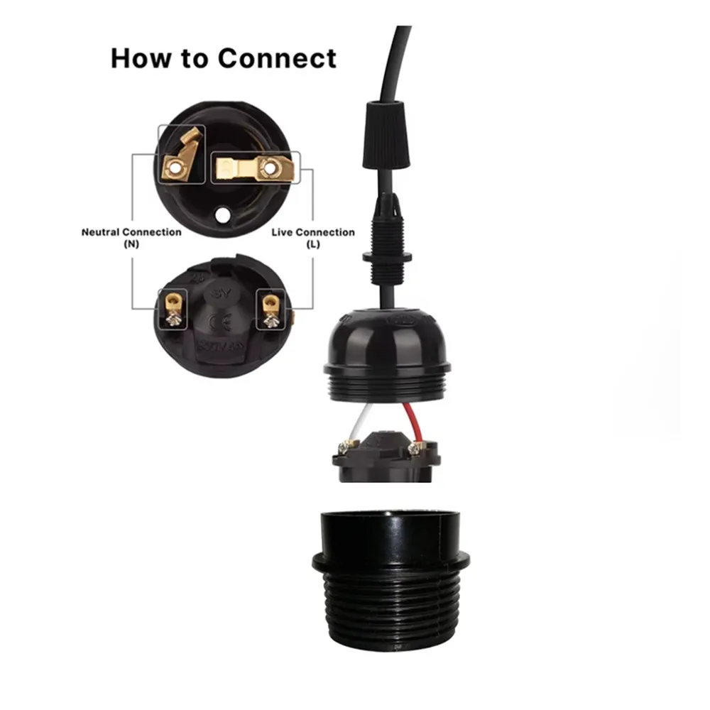 Винтажный бакелитовый пластик E27 цоколь лампы винтовой держатель фитинги