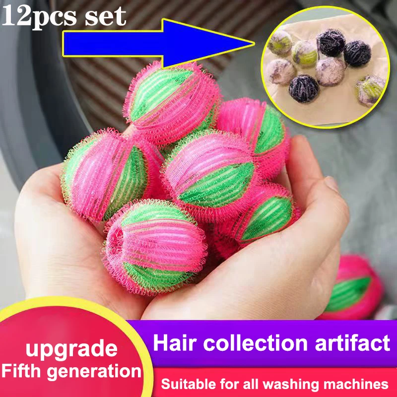 

12pcs Washing Machine Filter Floating Lint Hair Removal Catcher Reusable Dirty Collection Cleaning Ball Removal Suction Ball