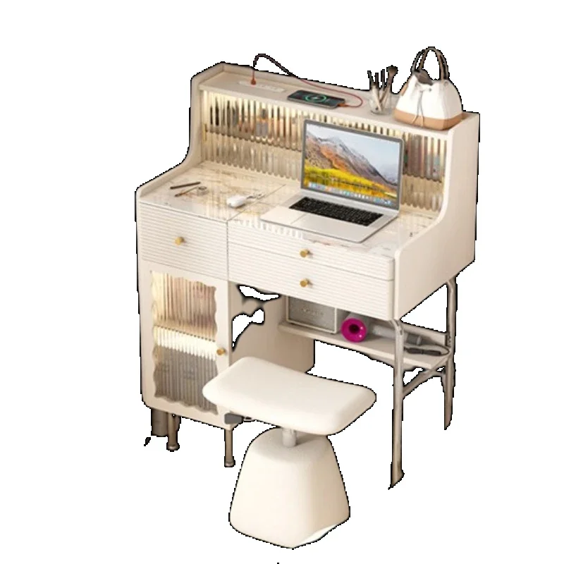 Дизайнерский туалетный столик для хранения умное зеркало белый табурет