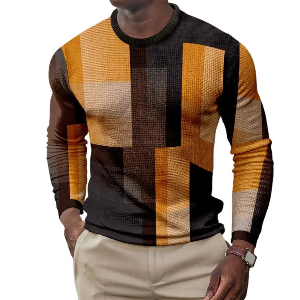 

Men Sweatshirt Stretchy Threaded Cuffs Round Neck Vibrant Color Long Sleeve men's loose pullover sweatshirt